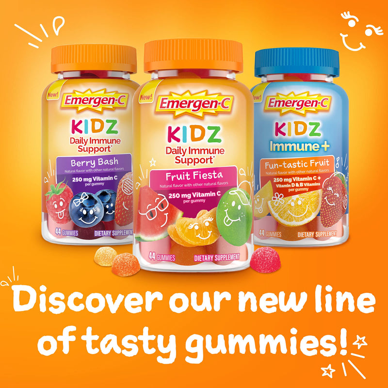 Emergen-C Kidz Daily Immune Support Dietary Supplements,Flavored Gummies with Vitamin C and B Vitamins,Fruit Fiesta Flavored Gummies -,44 Count (Pack of 2) Fruit Fiesta 44 Count (Pack of 2)