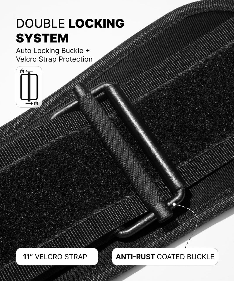DMoose Fitness Weight Lifting Belt for Squats, Deadlift & Intense Workout - 6" Adjustable Fit Auto Lock Weightlifting Belt for Men & Women - Neoprene Gym Belts for Stability & Lumbar Back Support Black Medium