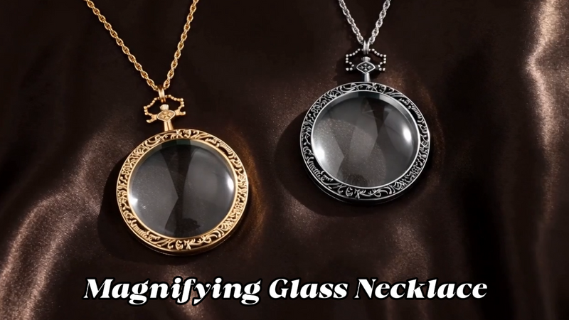 Chunful 2 Pcs 10x Magnifying Glass Necklace for Women, Silver,Gold