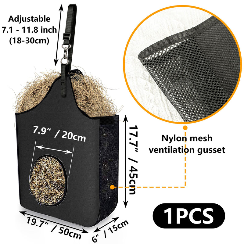 INKNOTE Hay bag Hanging goat feeder tote bag Feeder hay slow Premium oxford cloth with metal ring and adjustable strap for horses donkeys cows alpacas ostriches or other animals(Black) black-1 - BeesActive Australia