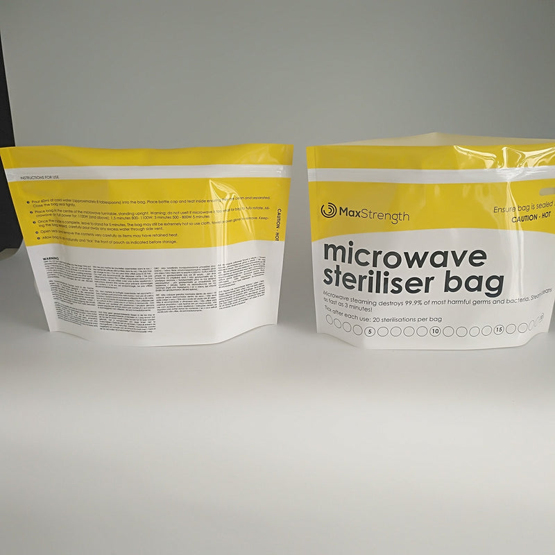 Premium Microwave Sterilizer Bags (20pcs) by Max Strength, Large & Durable Steam Bags for Baby Bottles, Soothers, Teethers & Training Cups, 20 Uses Per Bag & Marking System - BeesActive Australia