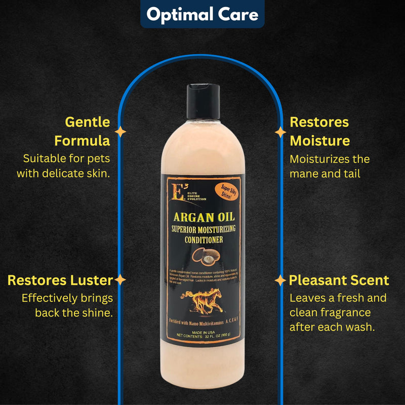 E3 Argan Oil Conditioner - Ideal for Dry, Damaged Hair, Leave-in or Rinse-Out, Strengthens, Moisturizes, Prevents Breakage, Split Ends, Nourishes Skin (32 fl oz) - BeesActive Australia