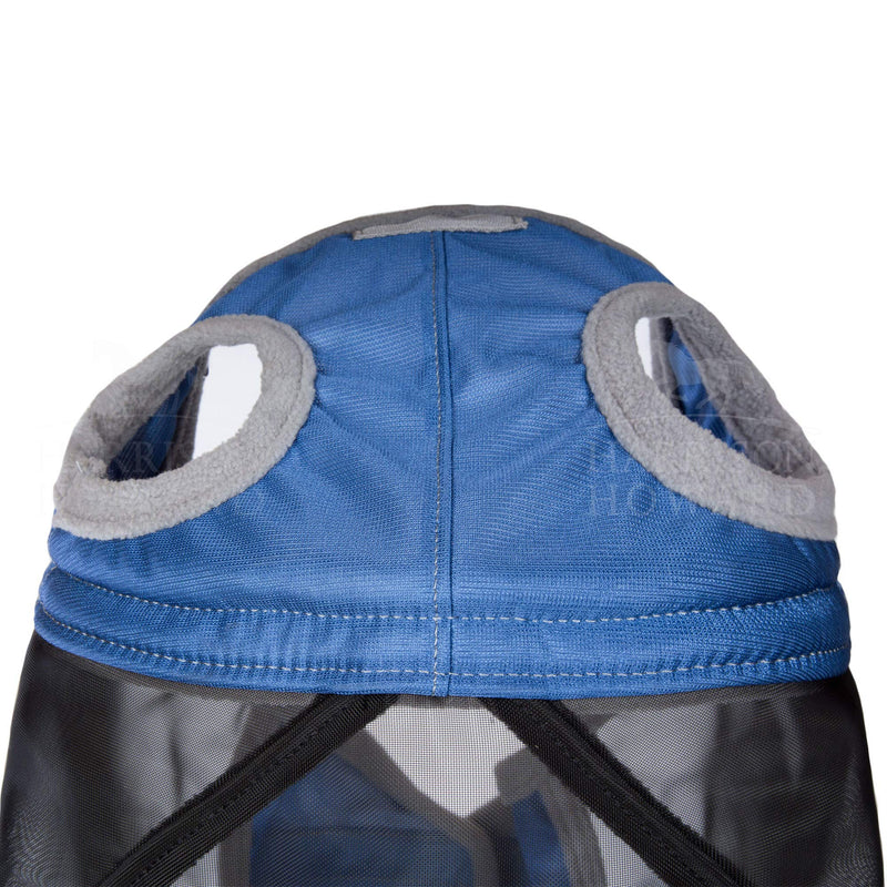 Harrison Howard CareMaster Pro Luminous Horse Fly Mask UV Protection Fleece Padding without Ears with Nose Protection Navy Blue Cold Blood (XL) XL - BeesActive Australia