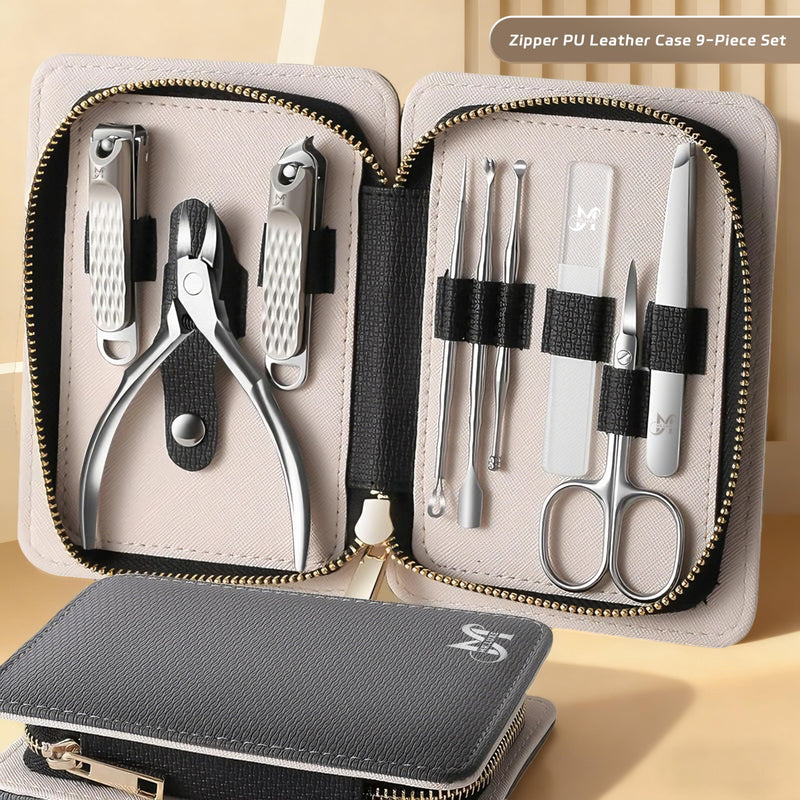 9PCS Manicure Set – Professional 9-in-1 Manicure Pedicure Kit, Premium Stainless Steel Nail Clippers and Grooming Tools with Portable Textured Travel Case, Luxury Gift Set for Woman& Man. 9PCS - BeesActive Australia