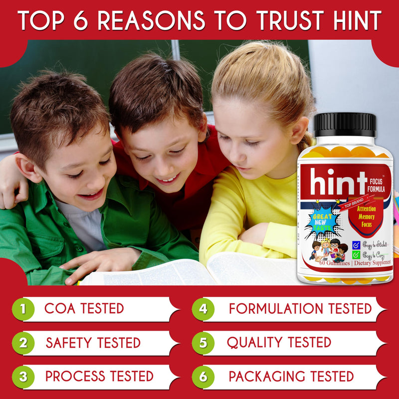 Hint Omega 3 6 9 Gummies for Kids & Teens – Brain Support Focus Gummies for Teens, Kids Memory Vitamins, Non-Fishy, Low Sugar, Non-Fishy – 60 Gummies