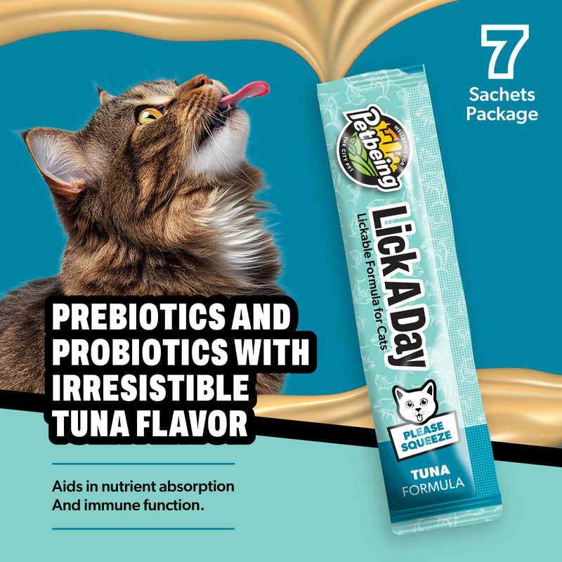 Lick a Day | Specially Formulated 7-in-1 Functions Daily Real Meat Lickable Cat Supplemets | Tasty Cat Puree Squeeze ups for Cats & Pet Vitamins Combination (7-Pack x 4, Chicken & Tuna) Mix of Chicken & Tuna