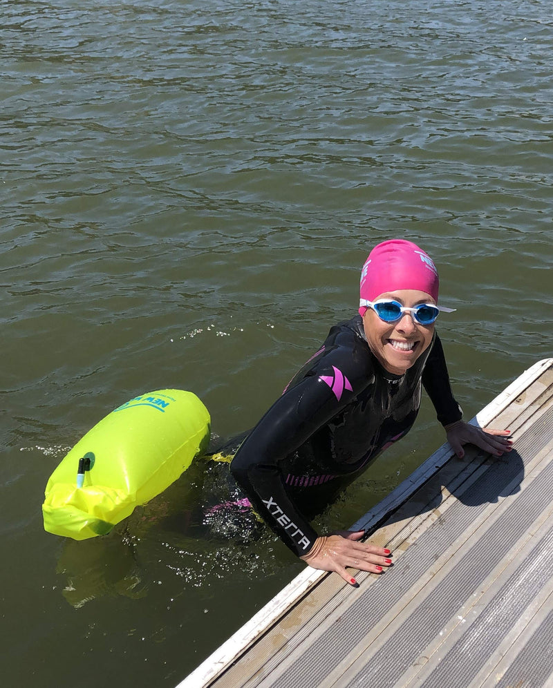 New Wave Swim Buoy for Open Water Swimmers and Triathletes - Light and Visible Float for Safe Training and Racing - High Visiblity Fluo Green Fluo Green PVC 15L - BeesActive Australia