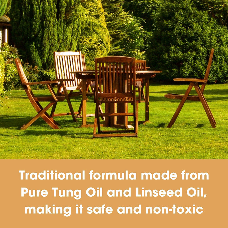 Furniture Clinic Teak Oil | Wood Oil Protects & Cleans Outdoor & Indoor Furniture | Restores & Protects Wood, Prevents Drying & Other Damage | Natural Matte Finish | Safe for Daily Use, 17oz/500ml - BeesActive Australia
