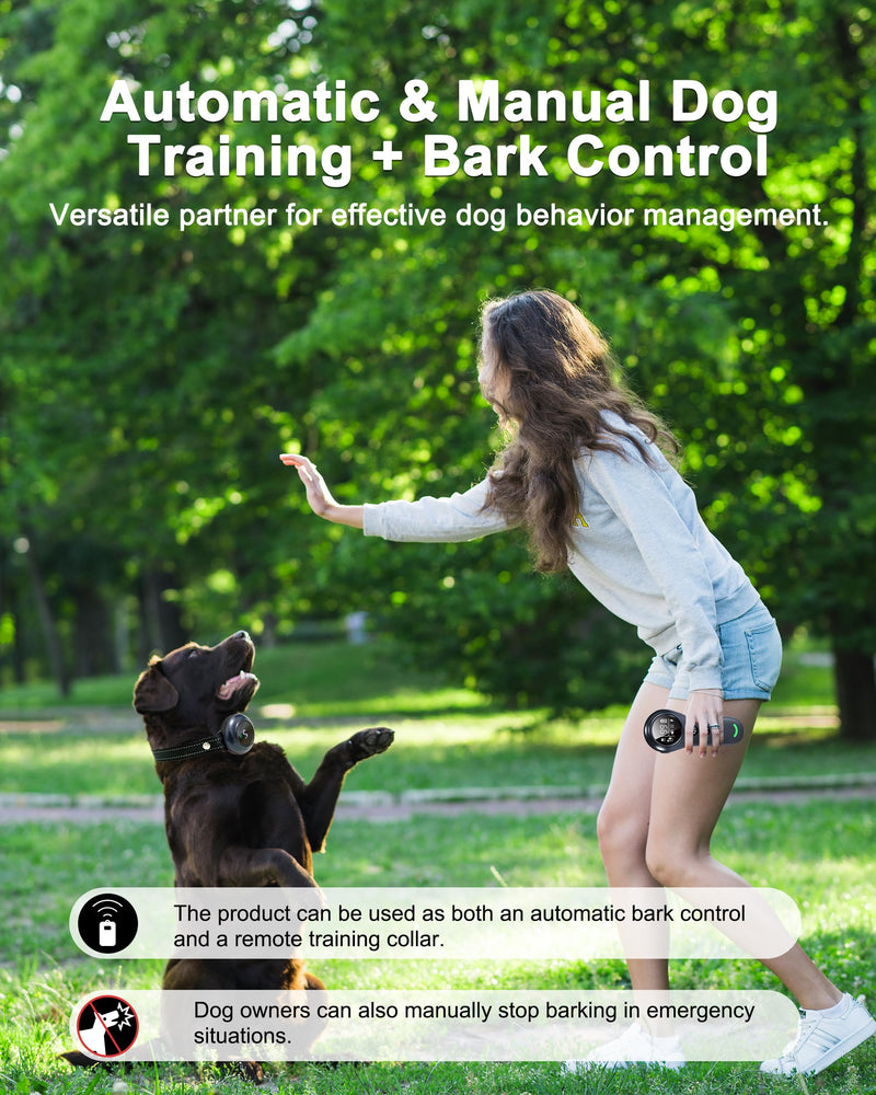 2-in-1 Dog Training and Bark Control Collar – Rechargeable, Waterproof, Smart Anti-Barking Collar for Small, Medium, and Large Dogs - Effective & Humane Training dark blue - BeesActive Australia
