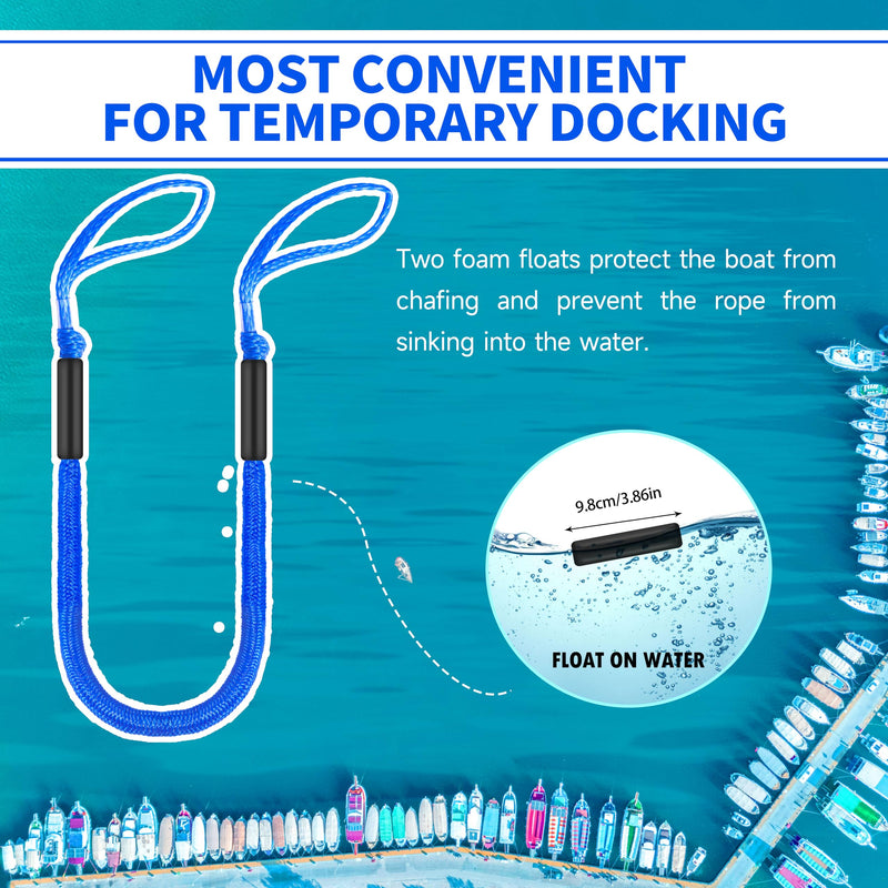 Bungee Dock Line with Loops – Lightweight Elastic Mooring Rope for Quick Docking (2, Blue, 5 Feet) 2