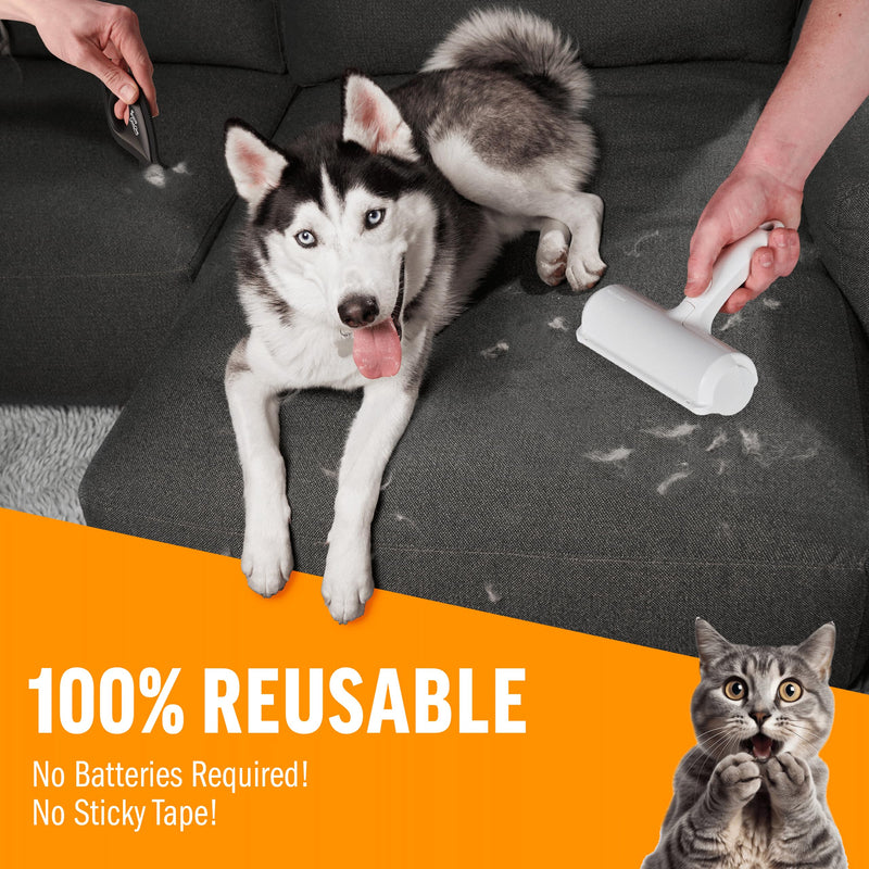 ChomChom Roller & Detailer Bundle - Pet Hair Remover and Reusable Lint Roller - ChomChom Cat and Dog Hair Remover for Furniture, Couch, Carpet, Clothing and Bedding - Multi-Surface Fur Removal Tool Black Detailer - BeesActive Australia