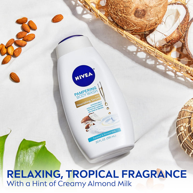 NIVEA Coconut and Almond Milk Body Wash with Nourishing Serum, 20 Fl Oz Bottle Coconut / Almond Milk 20 Fl Oz (Pack of 1) - BeesActive Australia