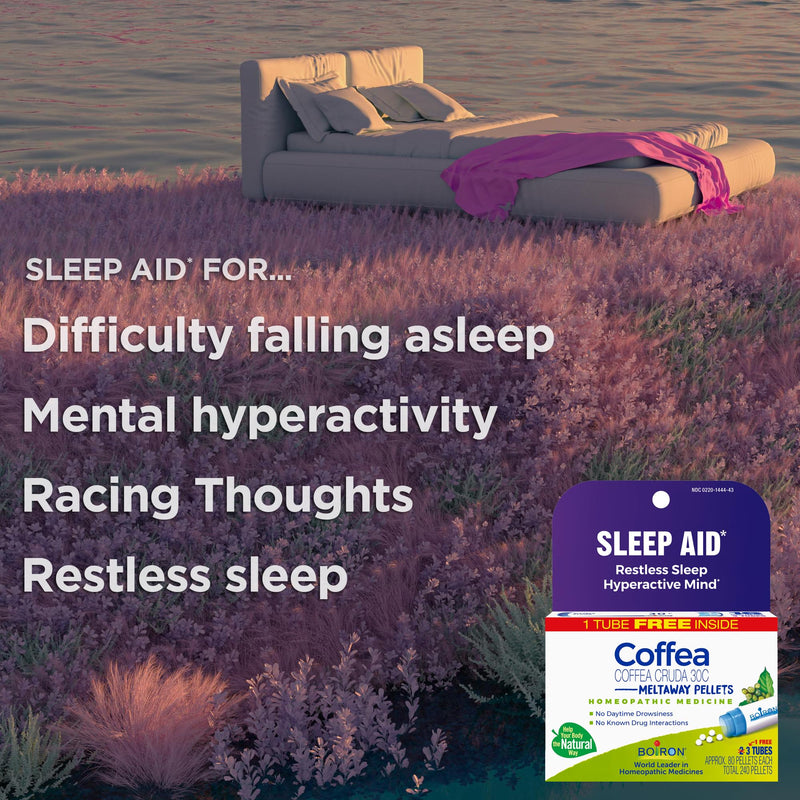Boiron Coffea Cruda 30C - 6 Total Blue Tubes - Homeopathic Sleep Aid for Restless Sleep, Mental Hyperactivity, Racing Thoughts, and Difficulty Sleeping with Blue Ink Pen - BeesActive Australia