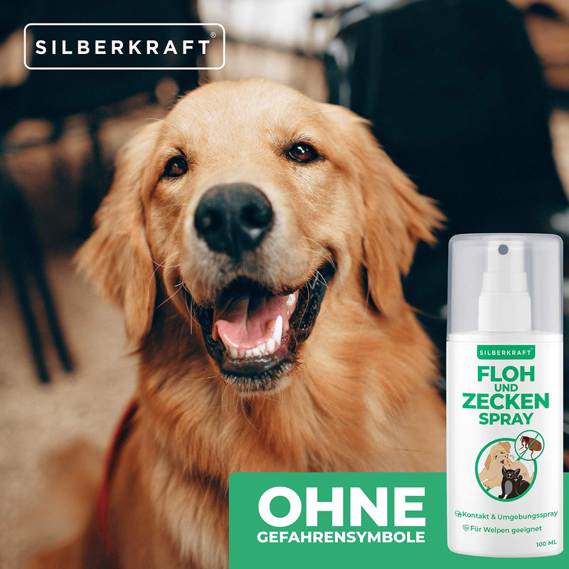 Silberkraft flea and tick spray 100 ml for dogs, cats and other pets - ideal anti-tick agent - against fleas, ticks, parasites, vermin - BeesActive Australia