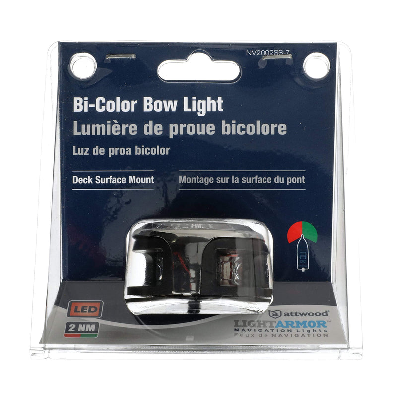 attwood NV2002SS-7 LightArmor 2-Mile Navigation Lights, Deck Mount, Round, Bi-Color, LED Lighting, Stainless Housing One size Deck Mount - Stainless Steel