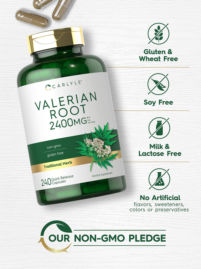 Carlyle Valerian Root Capsules | 240 Count | Herb Extract Supplement | Non-GMO, Gluten Free - BeesActive Australia