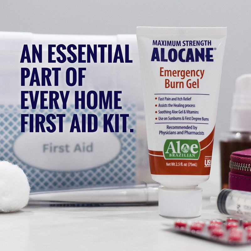 Alocane Max Emergency Burn Gel, 4% Lidocaine Hydrochloride, .13% Benzalkonium Chloride, Maximum Strength Relief, Itch Relief, For Sunburns, Kitchen, Chemical, First-Degree Burns, 2.5 Fl Oz (3 Pack) 2.5 Fl Oz (Pack of 3)