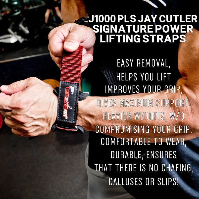 Schiek Sports Model J1000PLS Jay Cutler Signature Power Lifting Wrist Straps RED