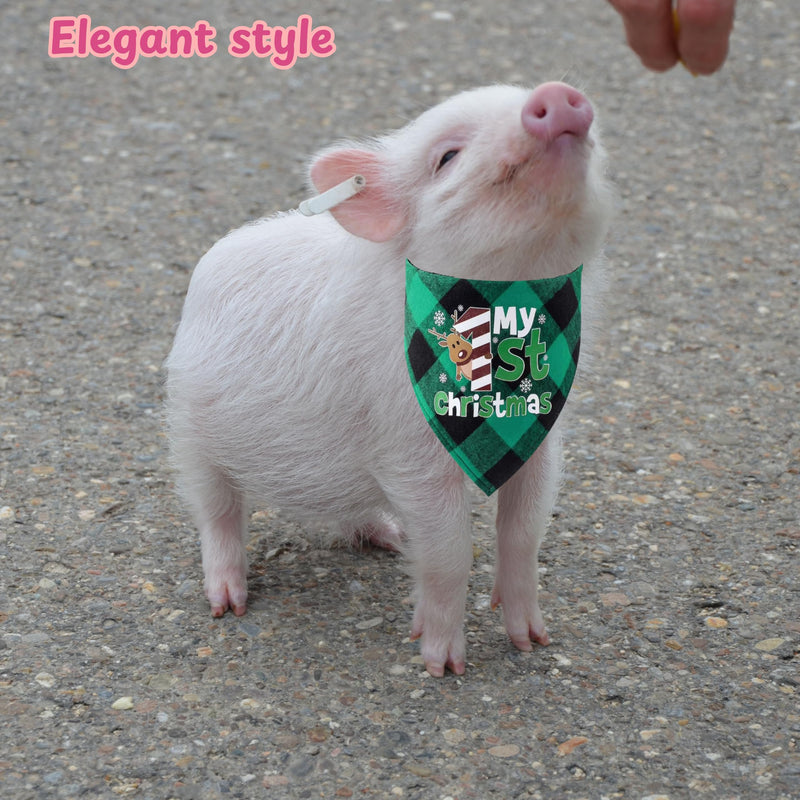 Miniature Pig Harness Leash with Christmas Scarf Set, Mini Pig Harness and Leash, Micro Pig Harness, Pigs Walking Harnesses and Leashes, Training Accessories for Small Hog Piggy Goats Dogs (Red, S) Red - BeesActive Australia