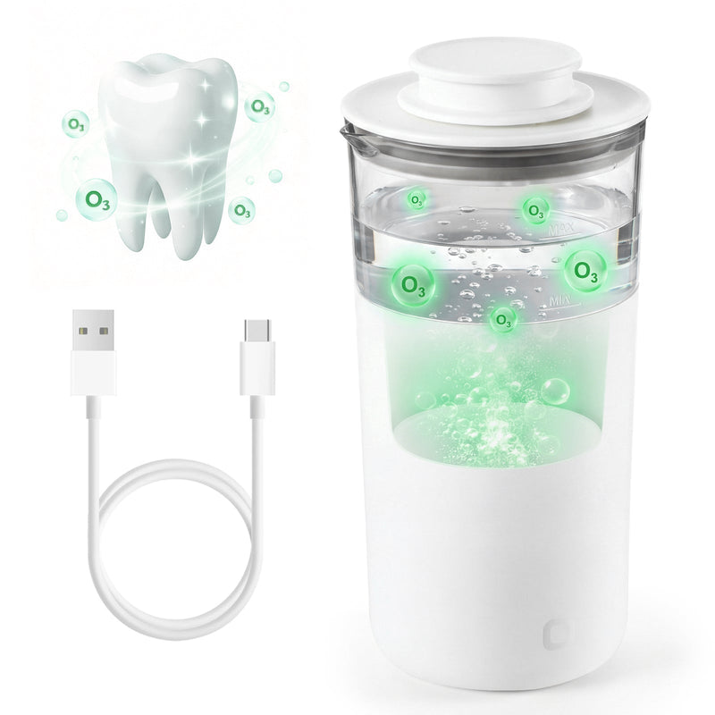 Ozone Hydrogen Water Cup – O3 Generator, 12oz Automatic Electrolytic for Ozone Water Oral Care, Fresh Breath, Teeth Brushing & Flushing, Multi-Functional Purified Mouthwash Cup Healthy Partner