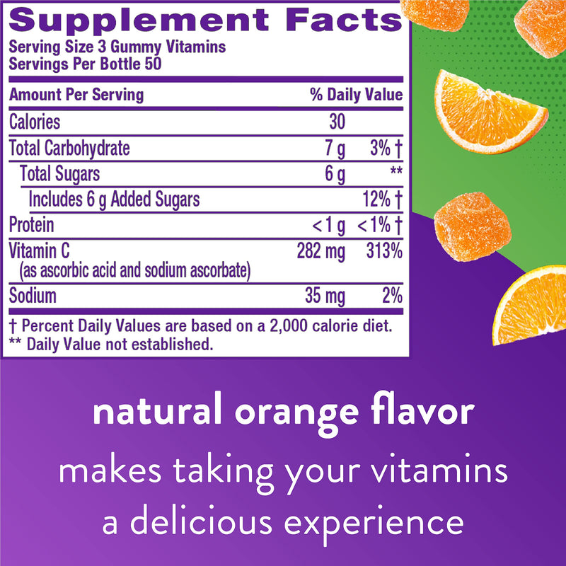 Vitafusion Power C Vitamin C Gummies for Immune Support, Orange Flavored, 282 mg Vitamin C, America’s Number 1 Gummy Vitamin Brand, 50 Day Supply, 150 Count - BeesActive Australia