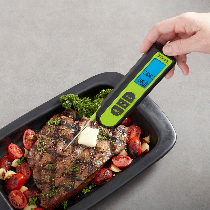 Taylor TruTemp Dual Instant Read Infrared Meat and Food Thermometer, Digital for Cooking, IPX5 Splash Proof Design, Plus Meat Probe for BBQ, Kitchen, Smoker, and Grilling, Green - BeesActive Australia