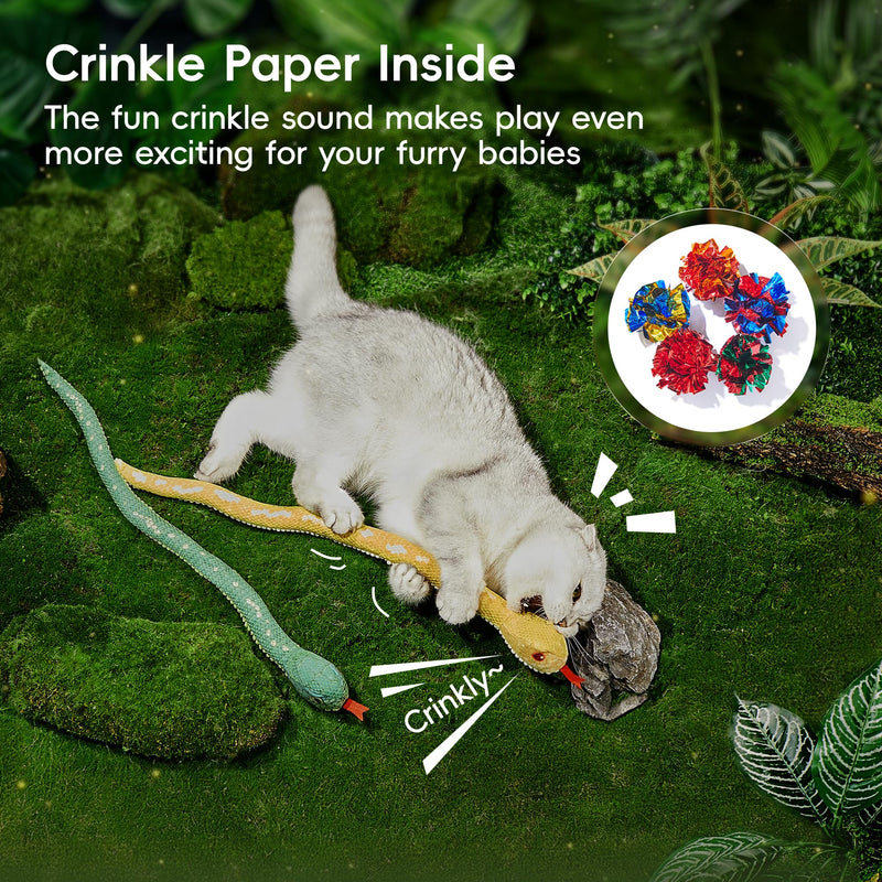 Potaroma Cat Toys Realistic Snake Catnip Crinkly Sound Toy 2 Pcs, Mesh Fabric for Teeth Cleaning, Interactive Kicker Toys for Indoor Kitten Exercise 20 Inches - BeesActive Australia