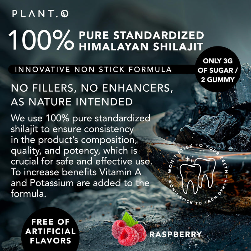 Shilajit Gummies for Men & Women | 5000mg Extra Stength Pure Himalayan Extract 100% Natural Raspberry Flavor | 85+ Trace Minerals & Fulvic Acid to Enhance Energy and Immune Support, 60 Ct - BeesActive Australia