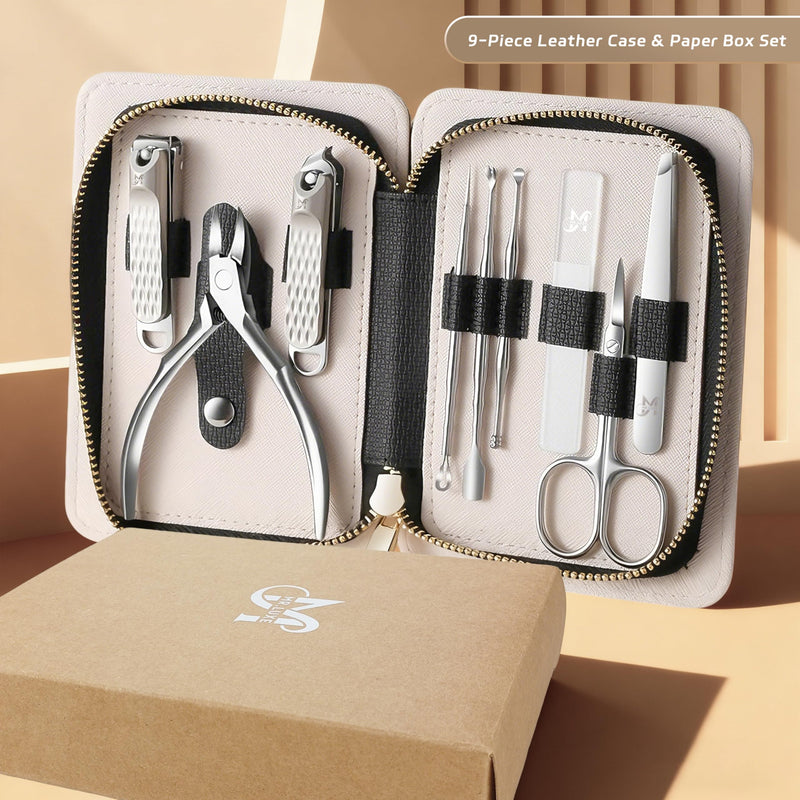 9PCS Manicure Set – Professional 9-in-1 Manicure Pedicure Kit, Premium Stainless Steel Nail Clippers and Grooming Tools with Portable Textured Travel Case, Luxury Gift Set for Woman& Man. 9PCS - BeesActive Australia