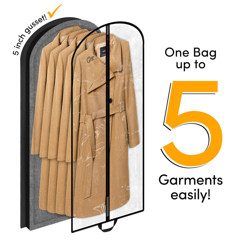Breathable Long Clear Coat + Fur Storage Garment Bag | 54 Inch + 5 Inch Gusset | Mink, Wool, Winter, Trench Coat, Long Dress Cover | Hanging Clothes Protector - BeesActive Australia