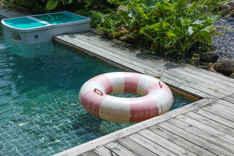 Large Swim Ring with Handles for Kids Adults, 35 Inch Classic Striped Pool Inner Tubes, Inflatable Pool Floats, Float Naked, Pool Floaties Adult Size for Summer Pool Party Beach Pink 1 - BeesActive Australia