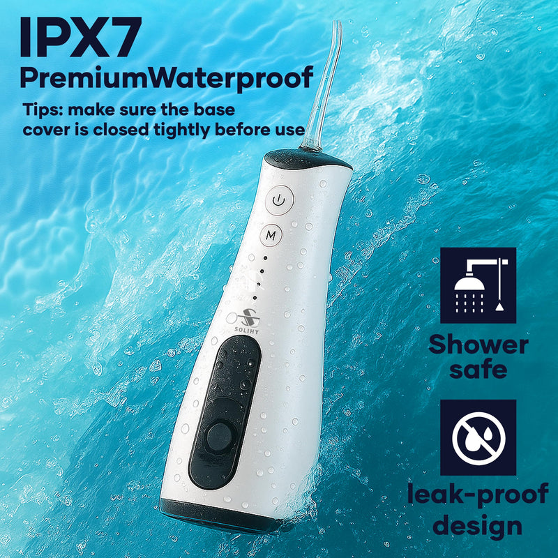 Cordless Water Flosser, Water Dental Flosser, Rechargeable Irrigation Cleaner,4 Modes Portable Water Flosser with 5 Nozzles, Water Flossers for Teeth, Dental Tools (White) White