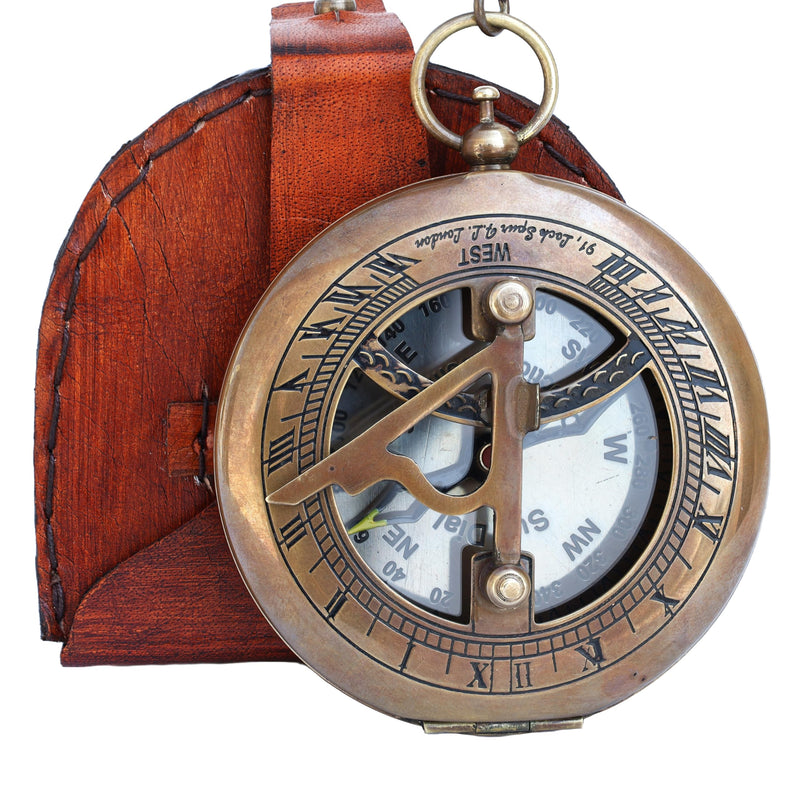 Brass Sundial - Push Open Compass - Steampunk Accessory – Unique Gift for Men - Beautiful Handmade - Sundial Clock – Sun Clock – Steampunk Clock for Him - Antique Decor - BeesActive Australia