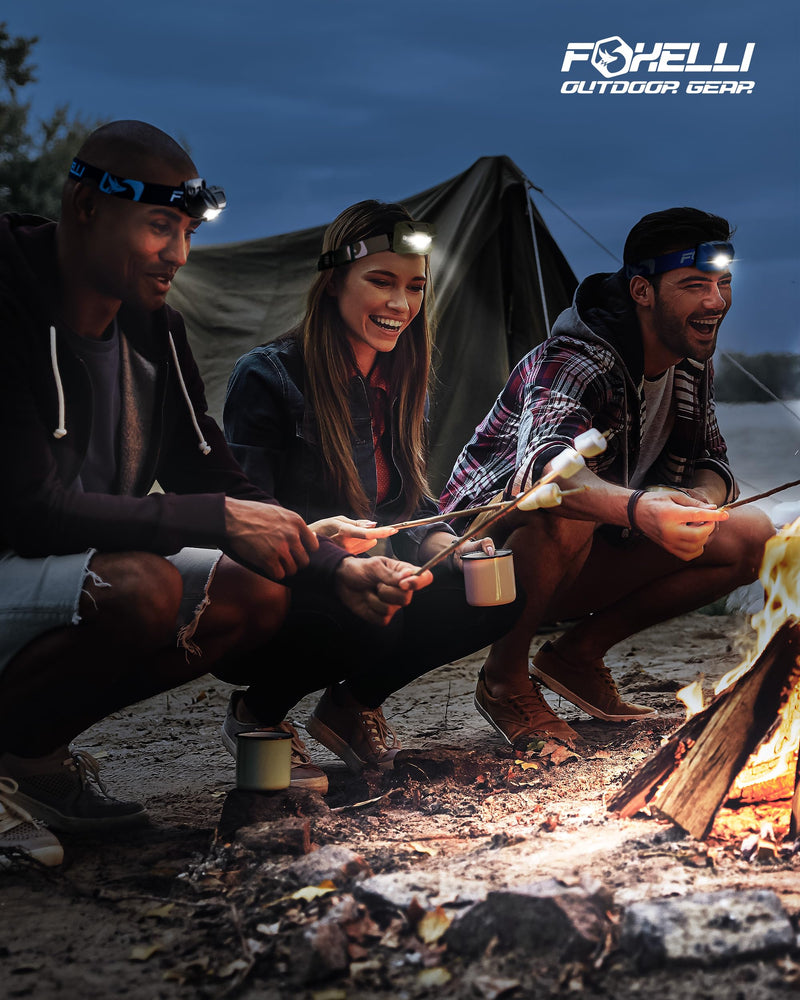 Foxelli Rechargeable LED Headlamp Bundle of 2 - Yellow & Forest: Ultralight Waterproof Head Lamp with Red Light for Running, Camping, Hiking & Outdoor - BeesActive Australia