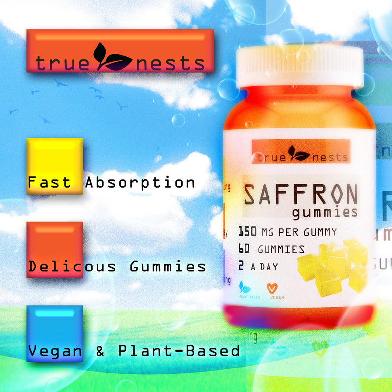 Saffron Gummies ‚Äì Vegan & Non-GMO, Premium Saffron Extract, Delicious Herbal Flavor, Supports Relaxation, Focus, and Energy, Perfect for Daily Wellness, 60 Count