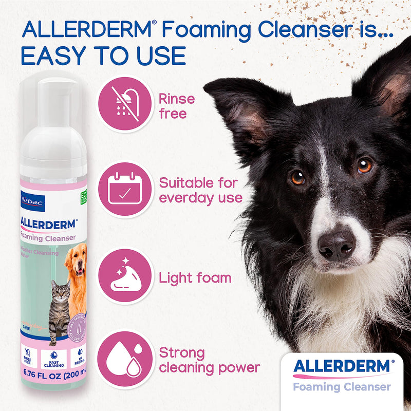 ALLERDERM Foaming Cleanser- Rinse-Free Waterless Micellar Foam for Dogs and Cats with Sensitive Skin by Virbac - PawsPlanet Australia