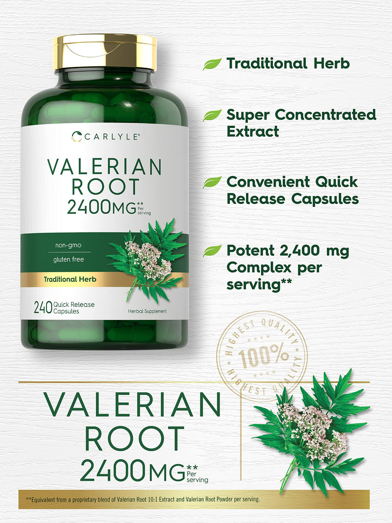 Carlyle Valerian Root Capsules | 240 Count | Herb Extract Supplement | Non-GMO, Gluten Free - BeesActive Australia