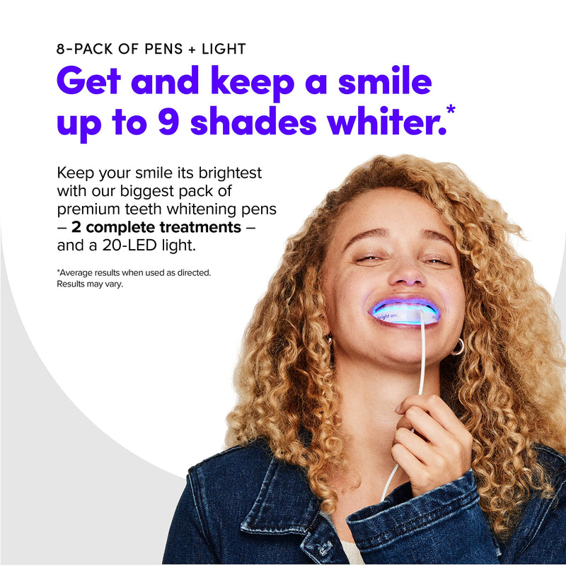 SmileDirectClub Teeth Whitening Kit with LED Light - 8 Pack Gel Pens - Professional Strength Hydrogen Peroxide - BeesActive Australia