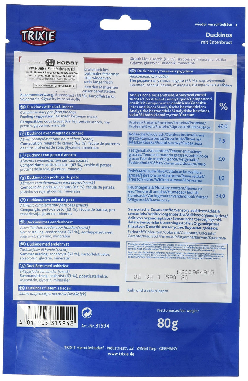 Trixie TX-31594 - Premio Duckinos, 80 g (pack of 1) 80 g (pack of 1) - BeesActive Australia