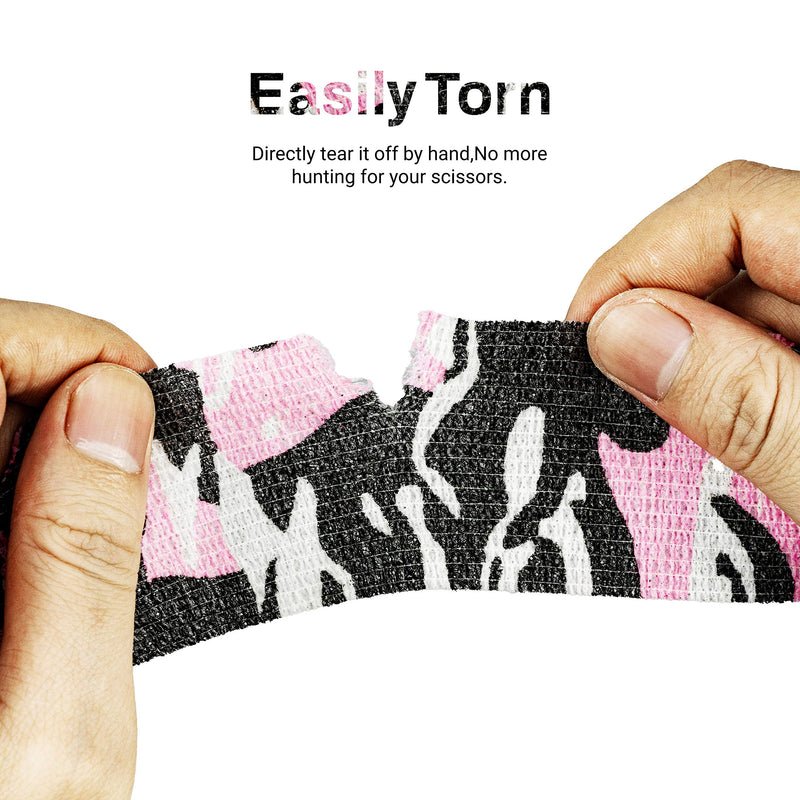 9 Rolls Self Adhesive Wrap Athletic Tape Gauze, Breathable Elastic Cohesive Bandage for Sports Injury & Pet (7 Pcs 2"x 5 Yards + 2 Pcs 1" X 5 Yards) (Camouflage Pink) Camouflage Pink - BeesActive Australia