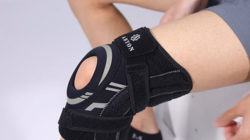 ABYON Knee Brace for Men & Women, Maximum Support with Side Stabilizers & Patella Gel Pads for Knee Pain Support and Fast Recovery, Targets Support for Meniscus Tear, ACL, Arthritis Relief X-Large Black-Gray