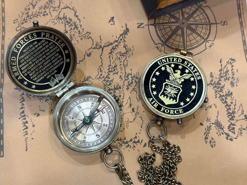 U.S. Air Force Compass with Leather Case - Military Appreciation Gift for Men and Women In Air Force Wood Box - BeesActive Australia