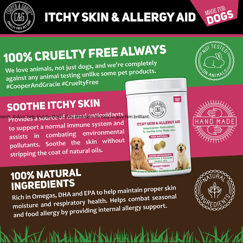 Anti-Itch Supplement For Dogs 60 Soft Chews | Itchy Skin And Skin Allergies | Maintains Skin Moisture & Maintains Respiratory Health | Supports Immune System | Veterinarian Formulated Dog Itchy Skin & Allergy Aid