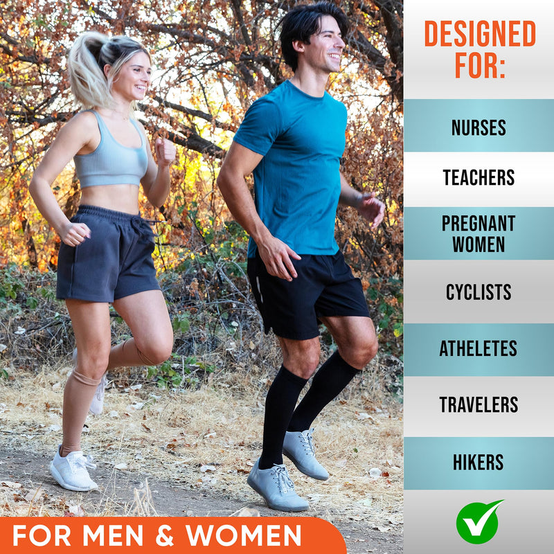 Compression Socks for Women & Men (20-30 mmHg) Support for Flying and Travel, Nurses, Sports and Everyday Wear Black Small-Medium - BeesActive Australia