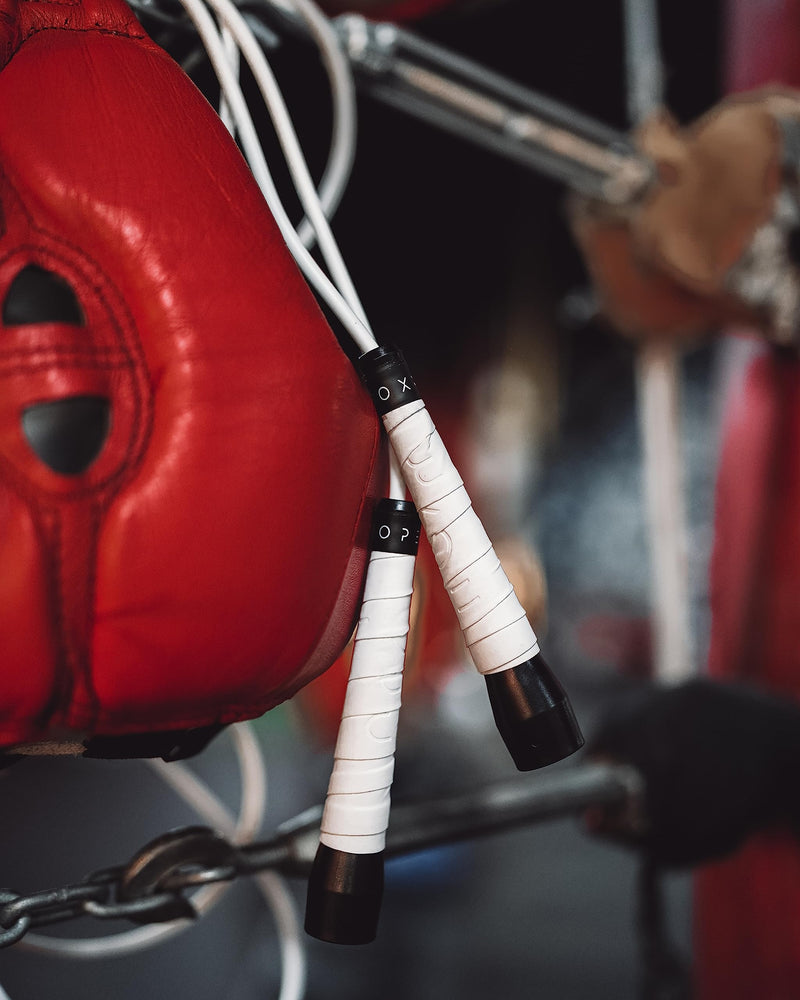 BOXROPE, A Jump Rope Made For Boxing, Tangle-Free, 15% Heavier Than A Normal PVC Rope, Boxer Jump Rope, Adjustable, Includes Grip Tapes For More Grip, Skipping Rope for Boxers, Premium Quality Grey (Up to 6'2ft)