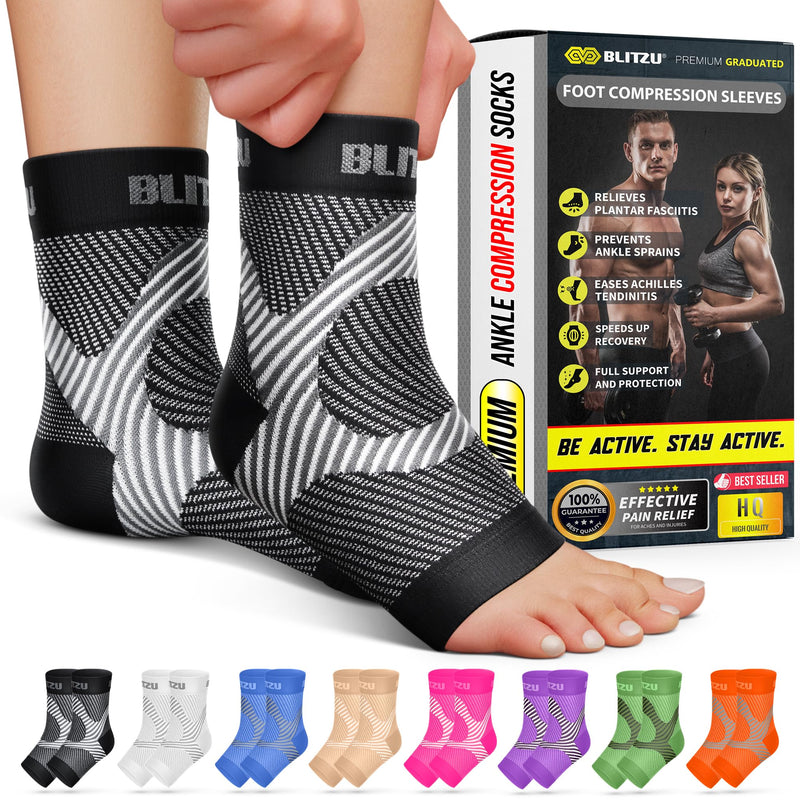 Compression Socks for Plantar Fasciitis, Achilles Tendonitis, Arthritis Relief, Ankle Brace Compression Sleeve with Foot Arch Support, Ankle Wrap for Women, Men, Swelling & Heel Pain Black L-XL Large/X-Large (1 Pair)