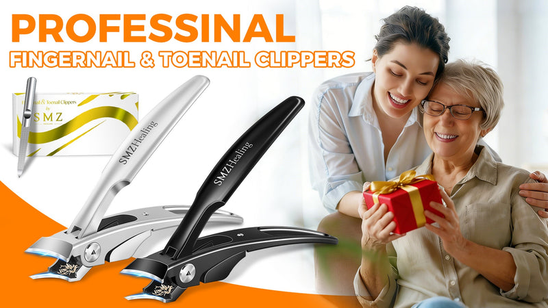 Slanted Toenail Clippers, Wide Opening Ingrown Nail Clippers for Men Black 2pcs