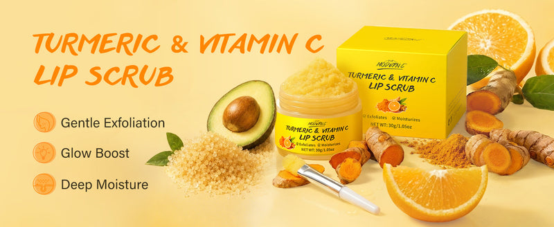 Turmeric Lip Scrub for Dark Lips Vitamin C Lip Scrubber Exfoliator