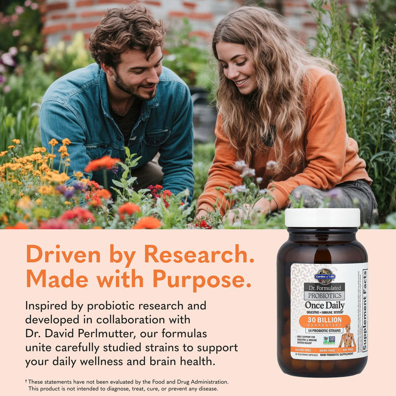 Garden of Life Dr. Formulated Probiotics Once Daily - Acidophilus Probiotic with Daily Support for Digestive and Immune Health - Gluten Free, Dairy Free, Soy Free Probiotics, 30 Vegetarian Capsules