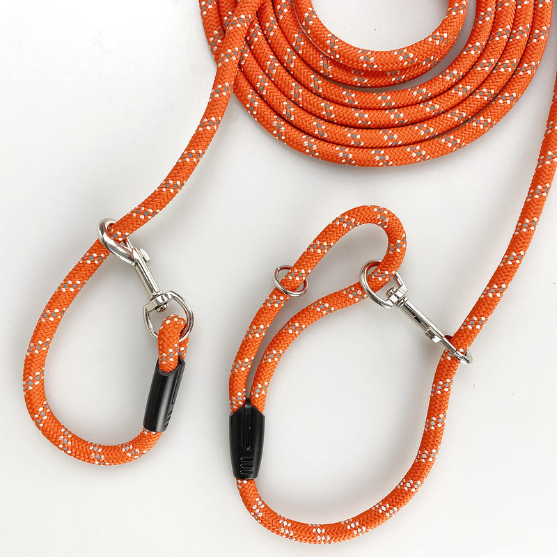 Long Rope Dog Leash for Dog Training 12FT 20FT 30FT 50FT, Reflective Threads Dog Cat Leashes Tie-Out Check Cord Recall Training Agility Lead for Large Medium Small Dogs (Orange, 10mm*12ft) ORange - BeesActive Australia
